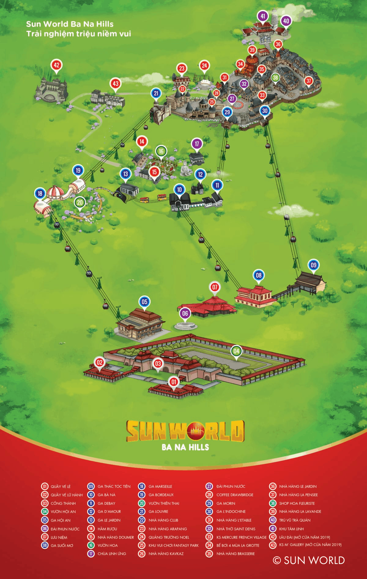 Bản đồ cáp treo Bà Nà Hills